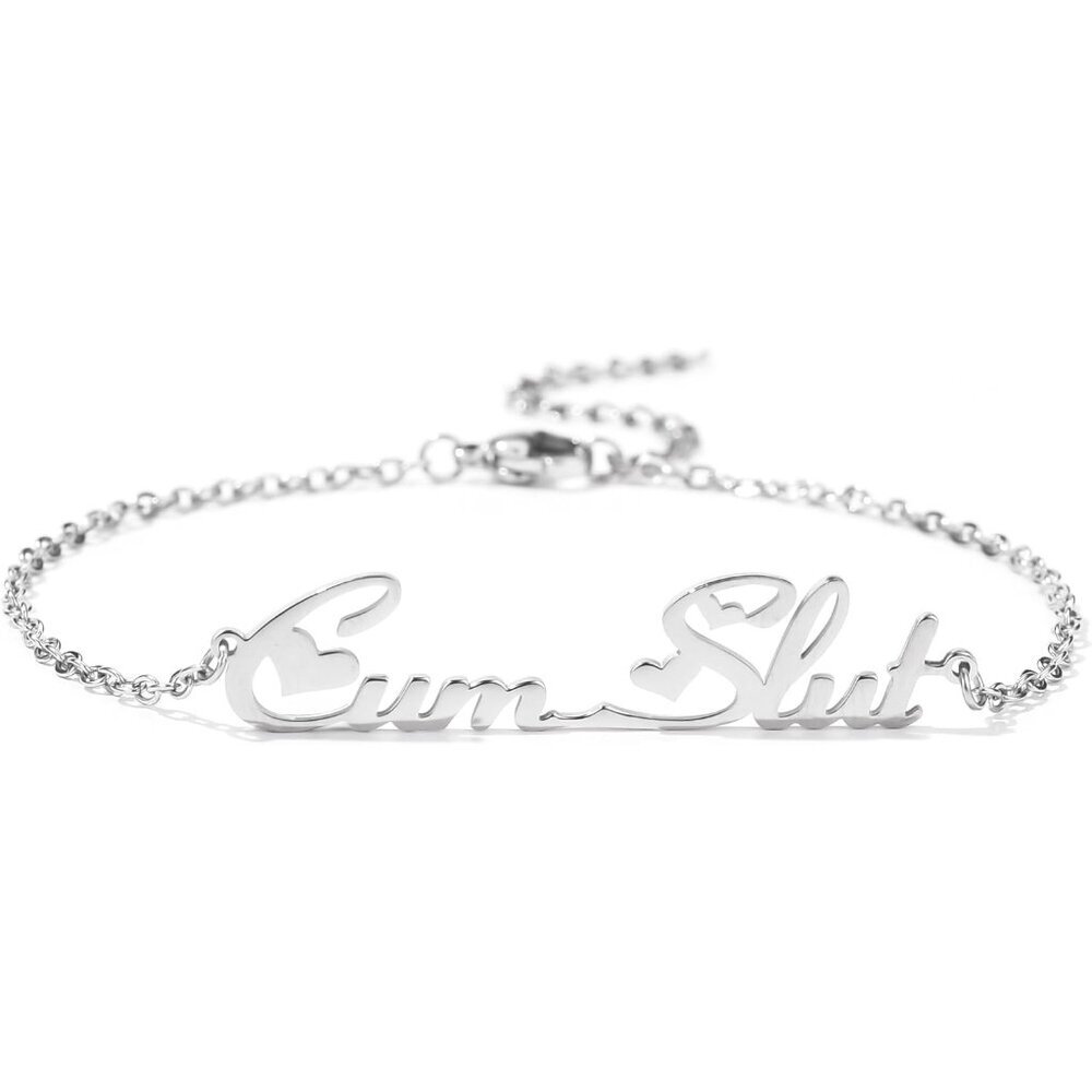 Bold Cumslut Anklet - Gold-Plated & Silver-Colored Adjustable Stainless Steel